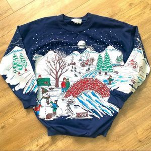 Intimate Details Intimes Christmas Scene Sweater Size 14/16